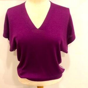 Derek Lam Purple V-Neck Short Sleeve Top
